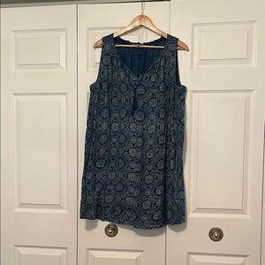Madewell Blue Patterned Sleeveless dress -large